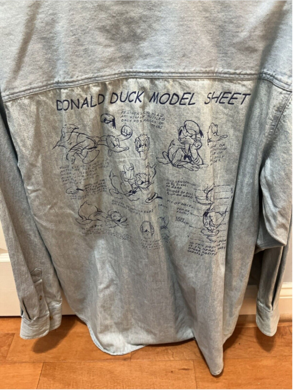Donald Duck Model Vintage Shirt Disney Button Up Denim embroidered Sz. Med